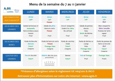 Menu de la semaine