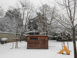 Pôle charcot sous la neige